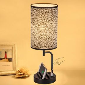DREAMHOLDER TOUCH CONTROL USB TABLE LAMP, UPGRADED 3-WAY DIMMABLE NIGHTSTAND DESK LAMP WITH USB C & A CHARGING PORTS AND AC OUTLET