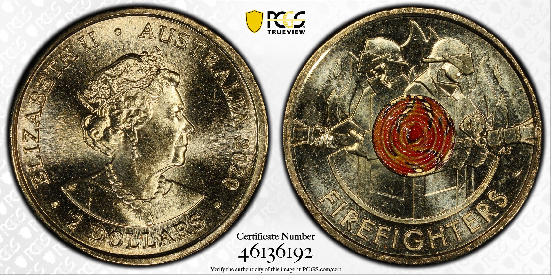 Firefighters Colorized, Two Dollar, 2020, PCGS MS67