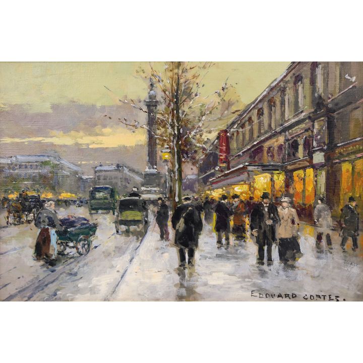 Edouard Leon Cortes ''Boulevard de la Bastille'' Oil