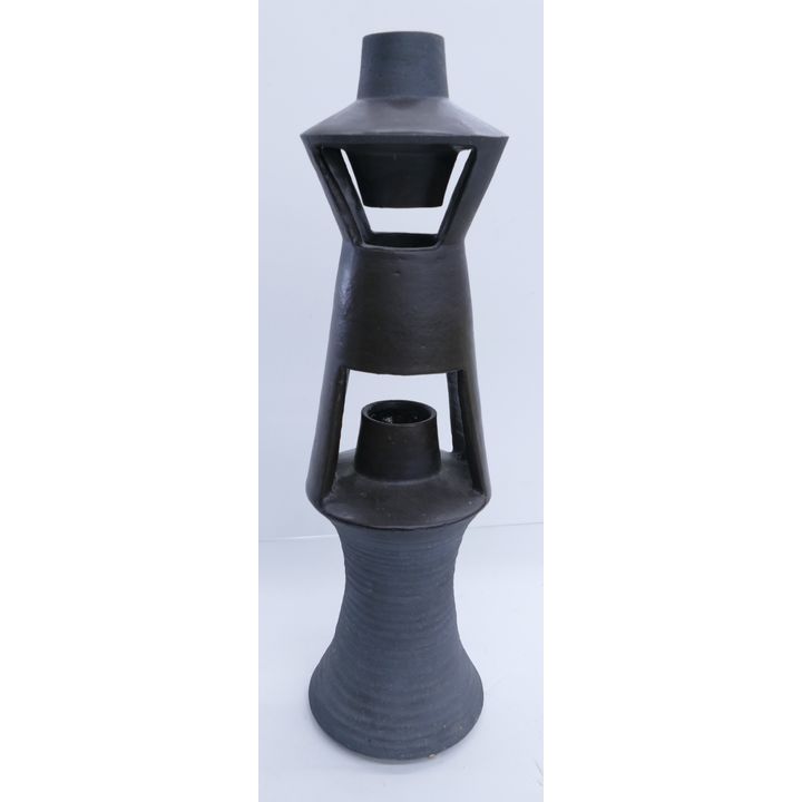 Sculptural Studio Pottery Black Vase- 20''