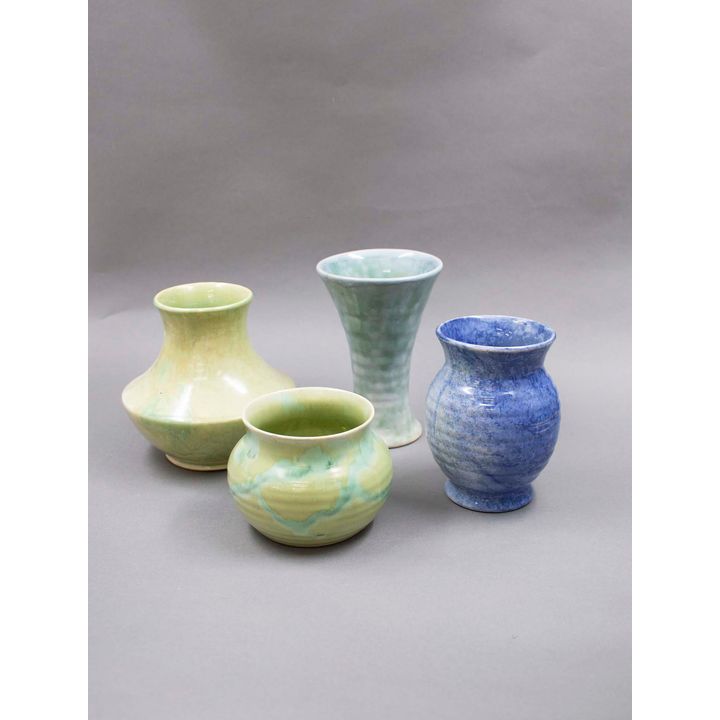 Crown Lynn Potteries - Four trickle glaze vases