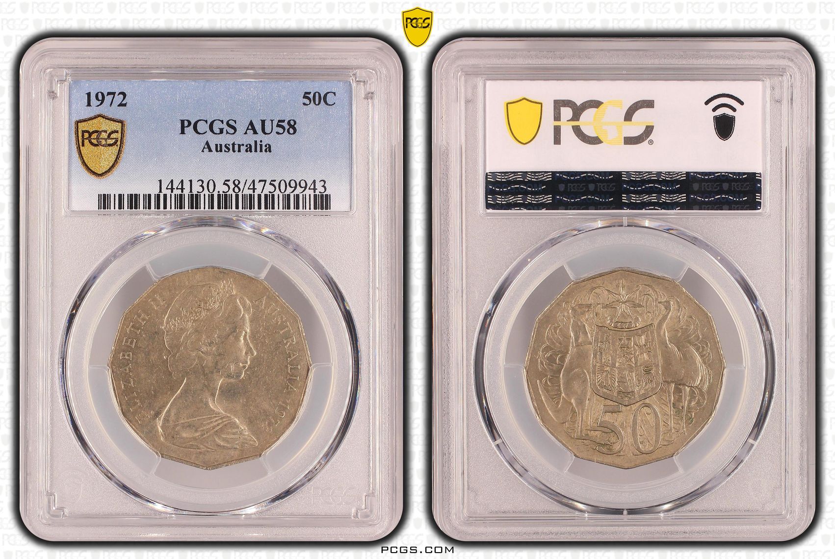 Fifty Cent, 1972, PCGS AU58