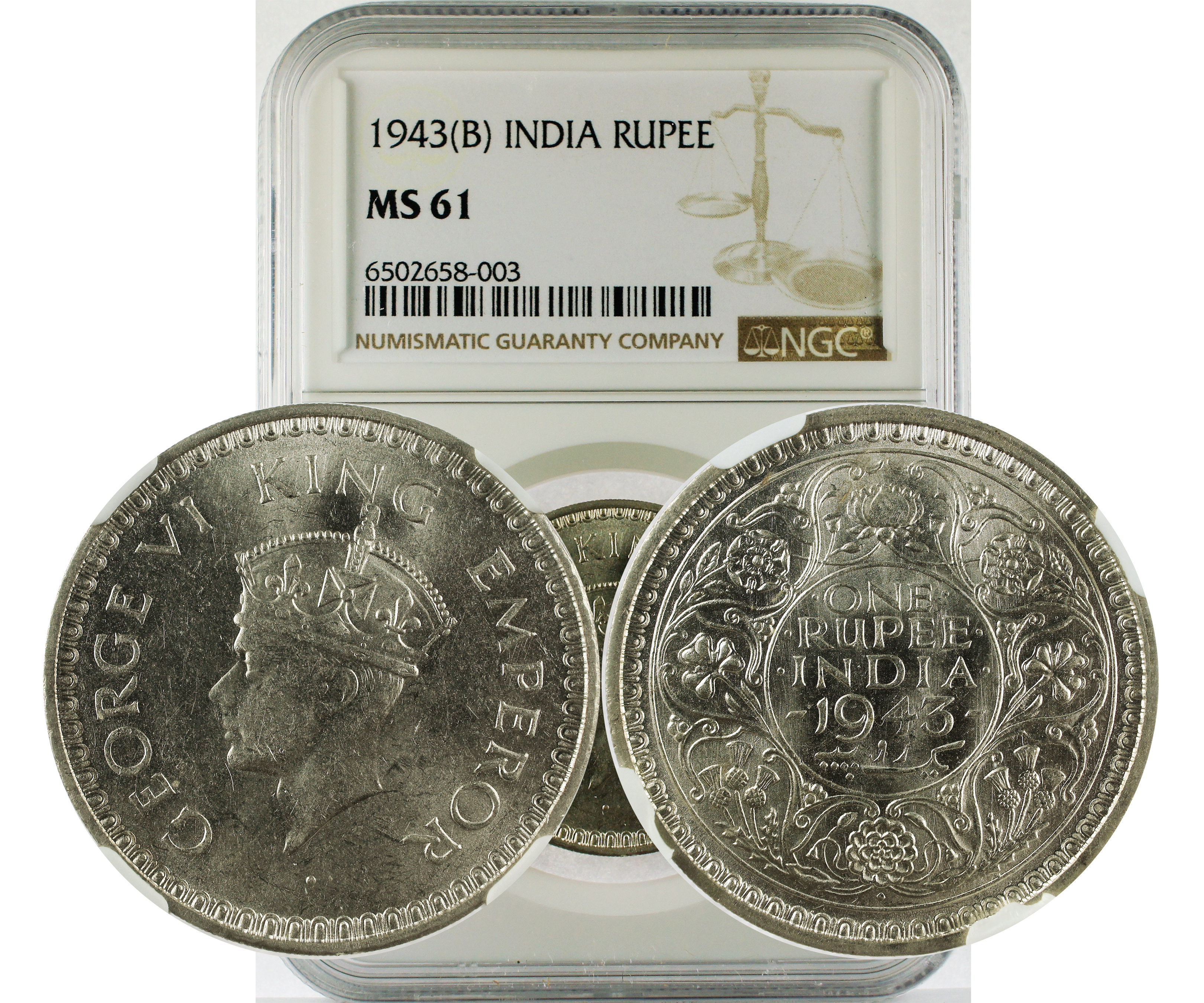 1943(B) INDIA RUPEE MS 61