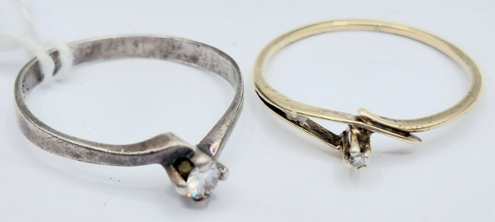 9ct Gold And Sterling Silver Diamond Rings