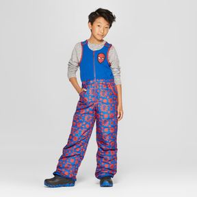 BOYS MARVEL SPIDER-MAN BIB OVERALL SNOW PANTS SIZE SMALL
