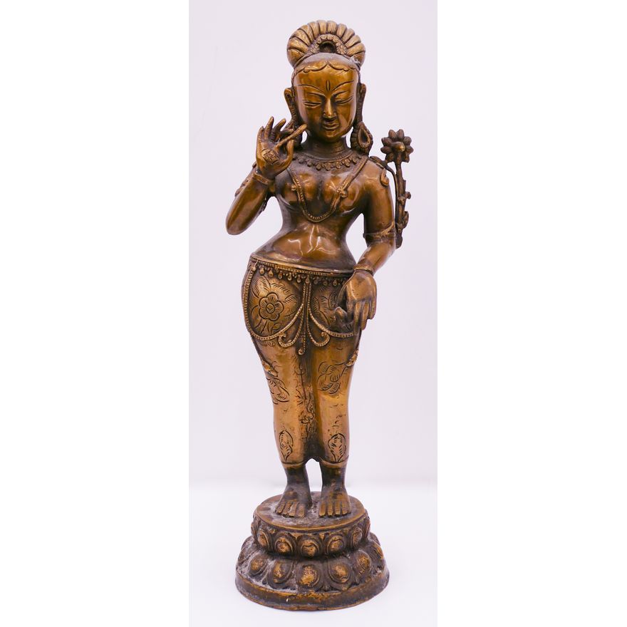 Old Indian Large Tara Bronze Statue 17''
