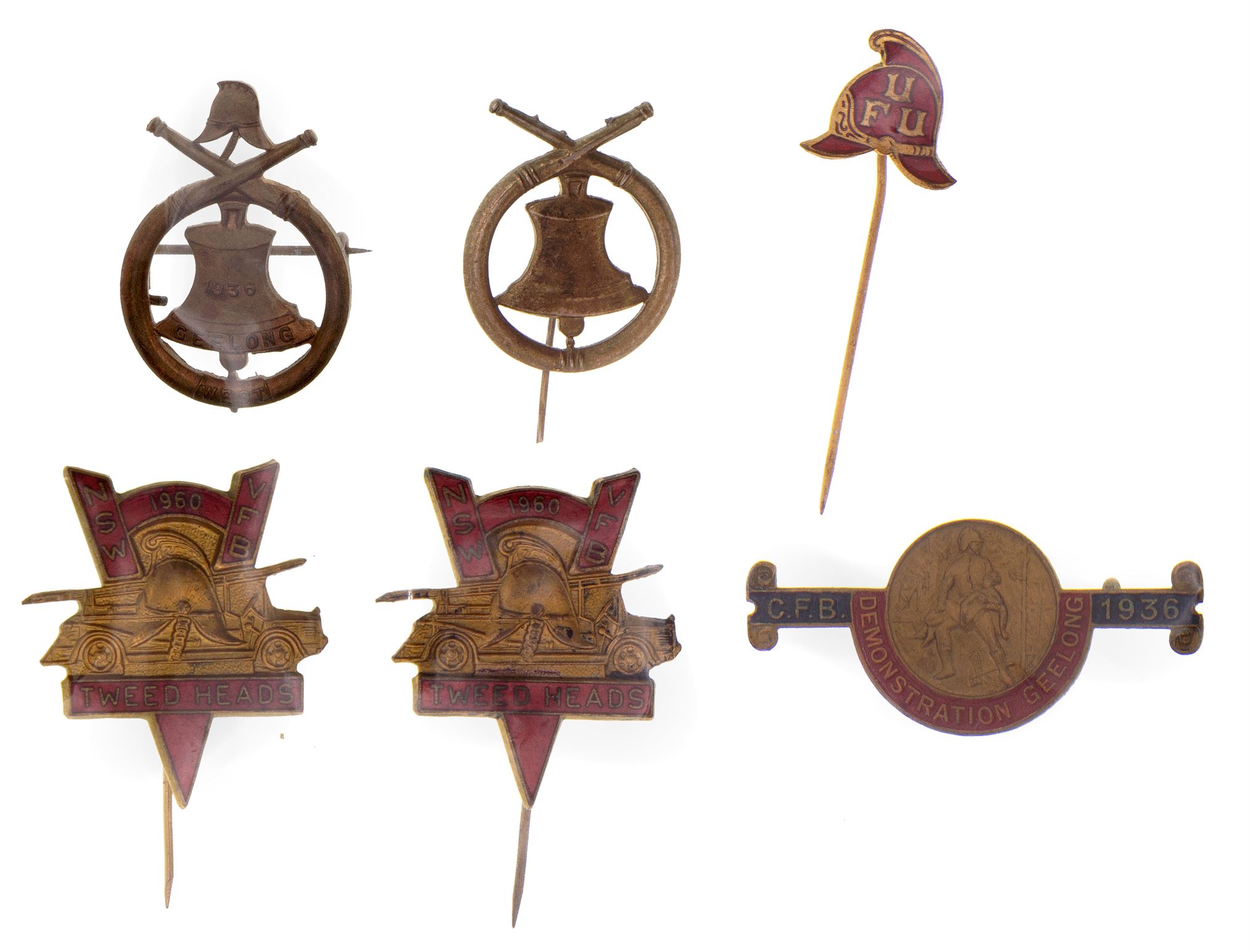 Australian Fire Brigade Bagdes, Medals & Pins, 1887 - 1960,