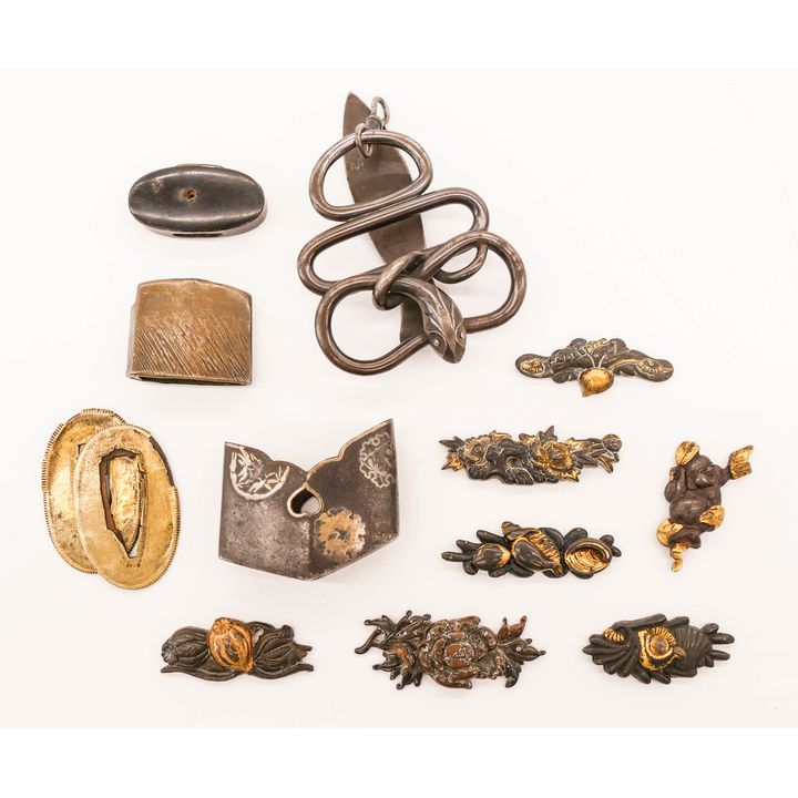 13pc Old Japanese Samurai Sword Fittings 1.5'' to 3"