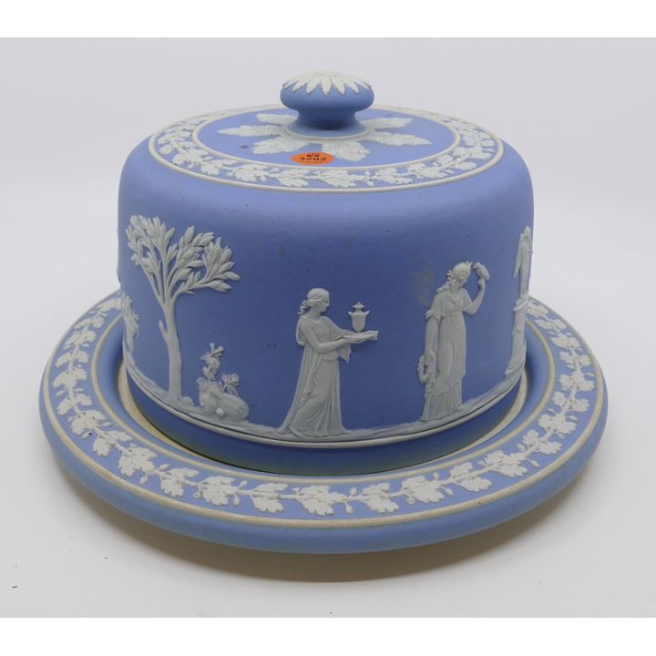 Wedgwood Light Blue Dipped Jasperware Cheese Dome & Platter