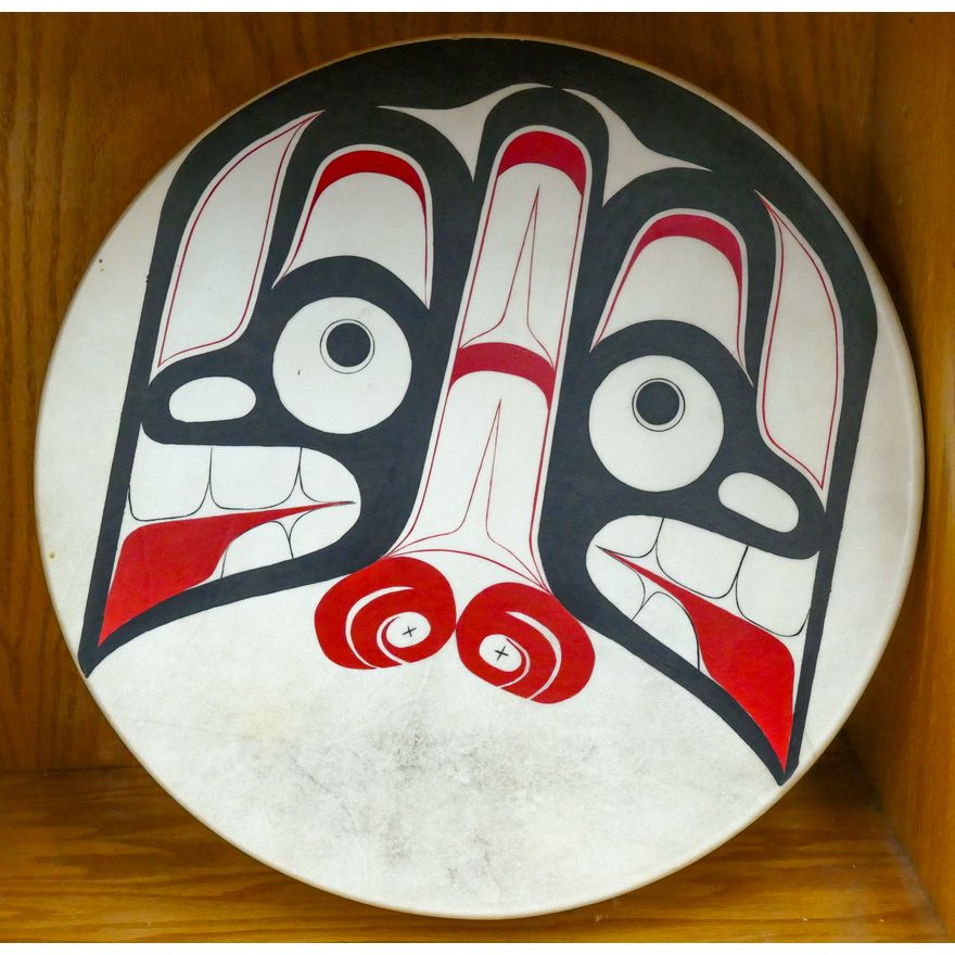 NW Coast Native Klebens ''Mouse Woman'' 2004 Hand painted Drum 17.5''