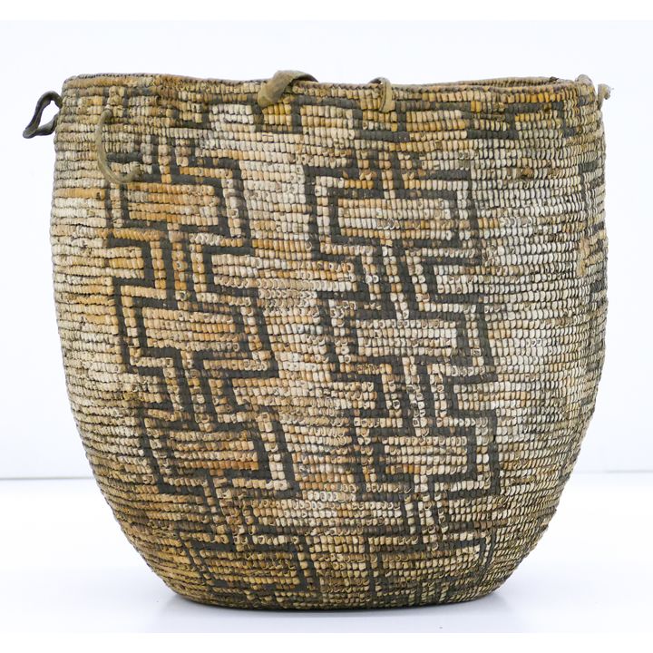 Antique Salish Large Indian Hard Basket