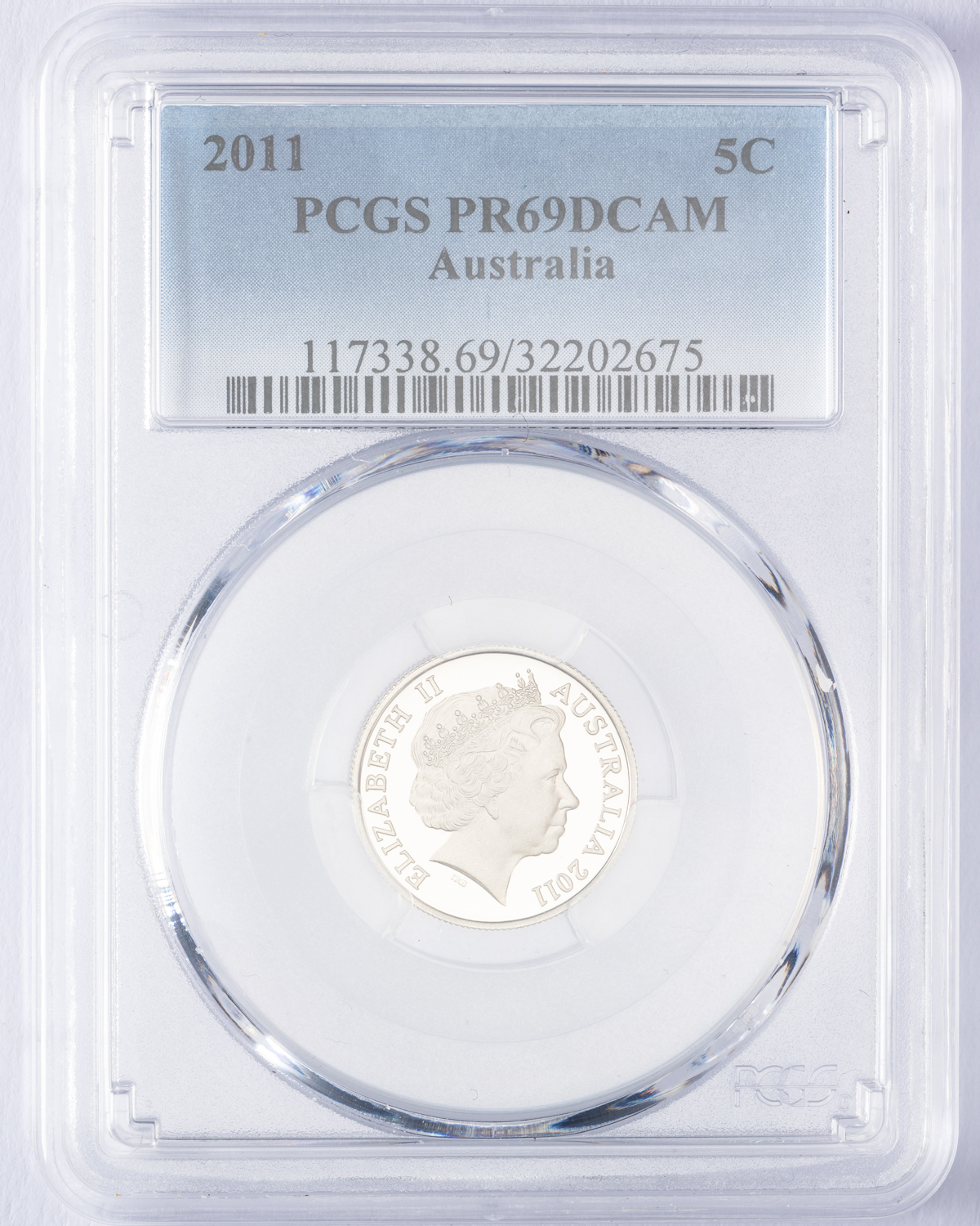 Elizabeth II, Five Cent, 2011, PCGS PR69DCAM