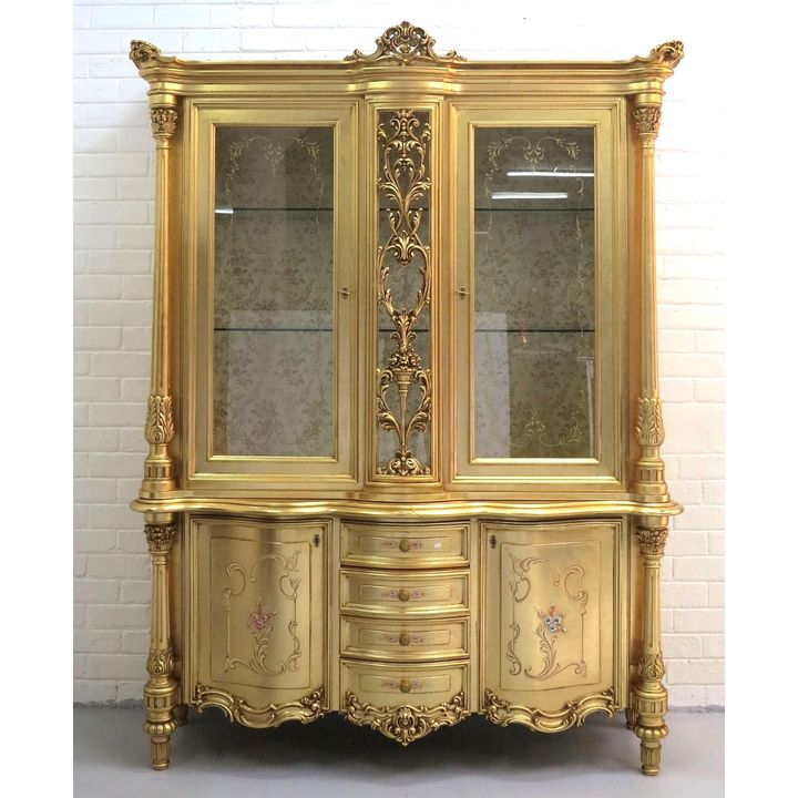 ITALIAN GILDED AND PAINTED DISPLAY CABINET