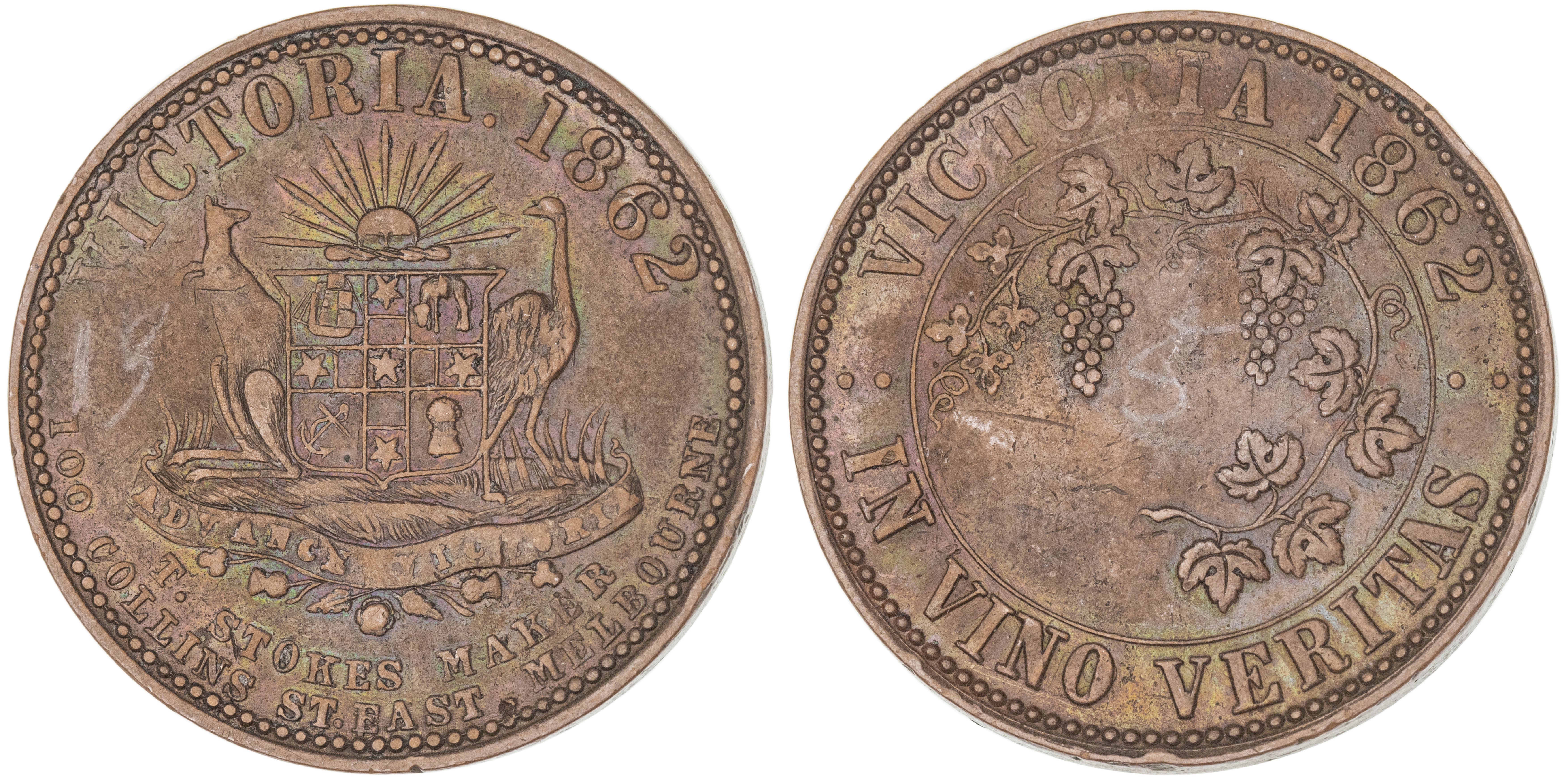 Melbourne, Victoria, Thomas Stokes, Penny, 1862, VF