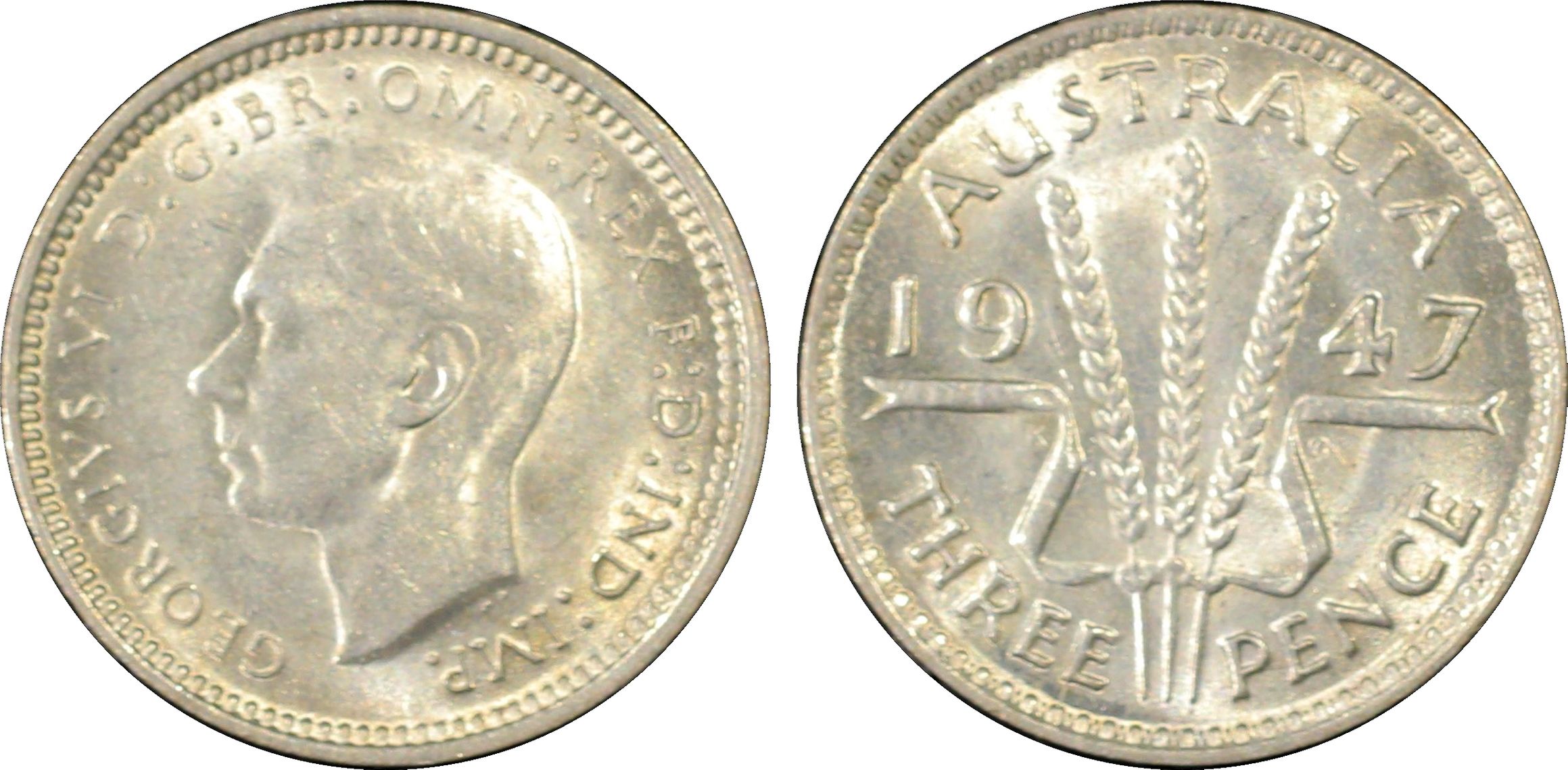 Threepence, 1947(m), PCGS AU58
