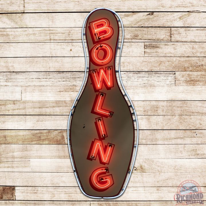 Impressive Double Sided Porcelain 8' Bowling Pin Die Cut Neon Sign