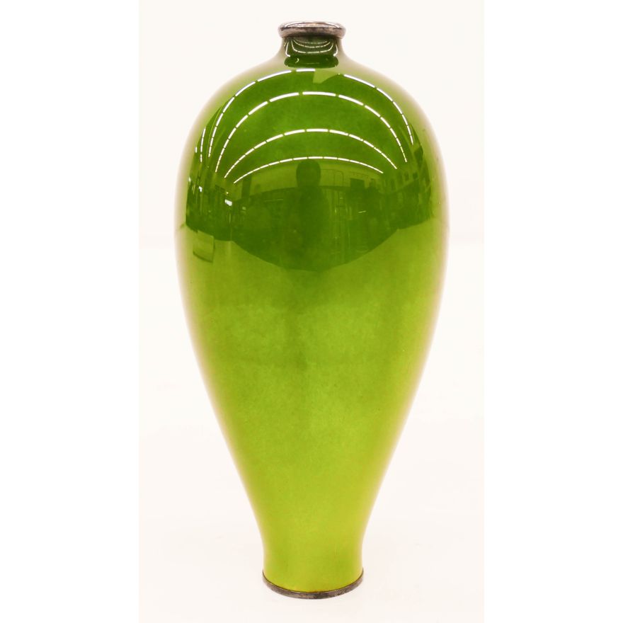 Namikawa Sosuke Japanese Green Cloisonne Vase