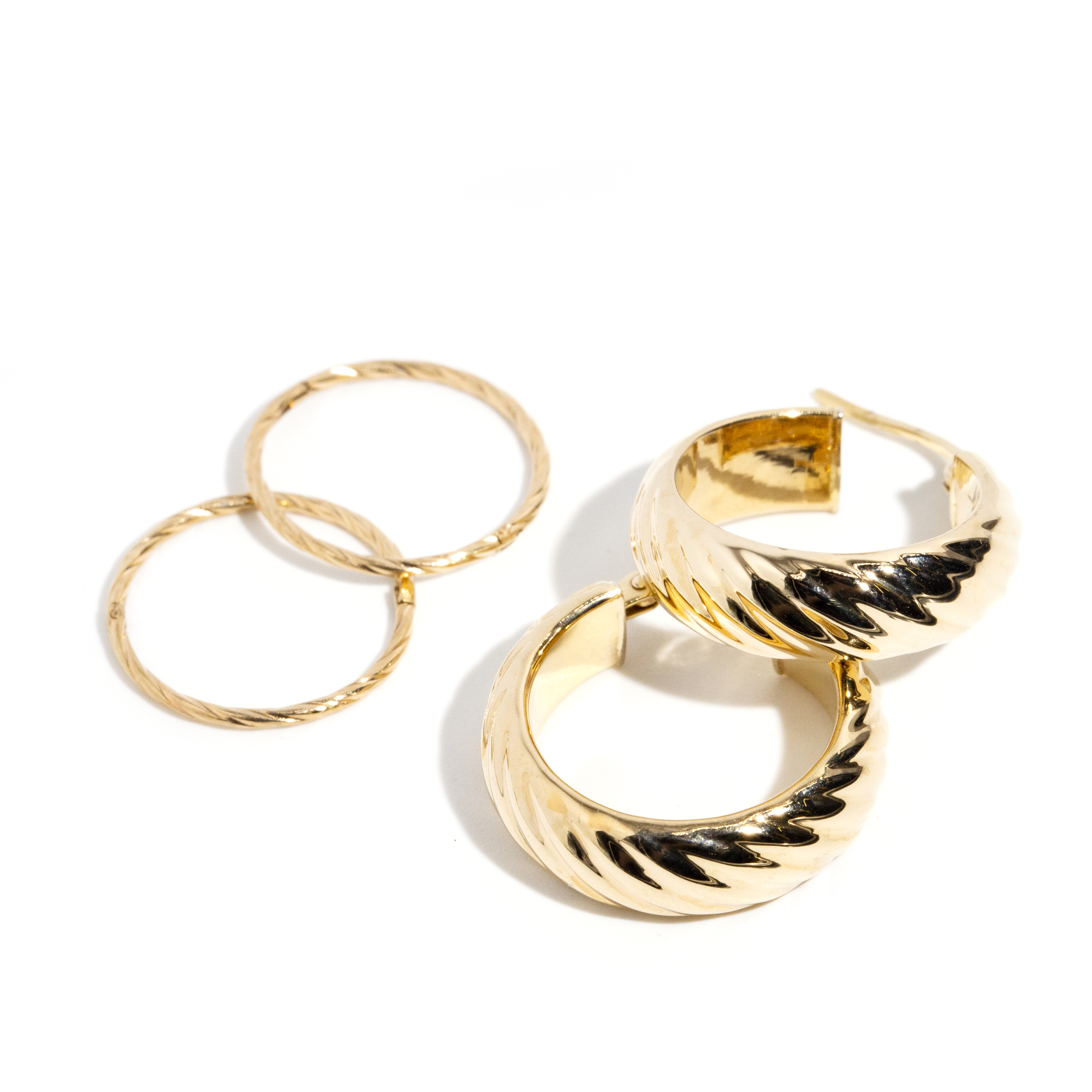 Two Pairs of 9 Carat Gold Earrings