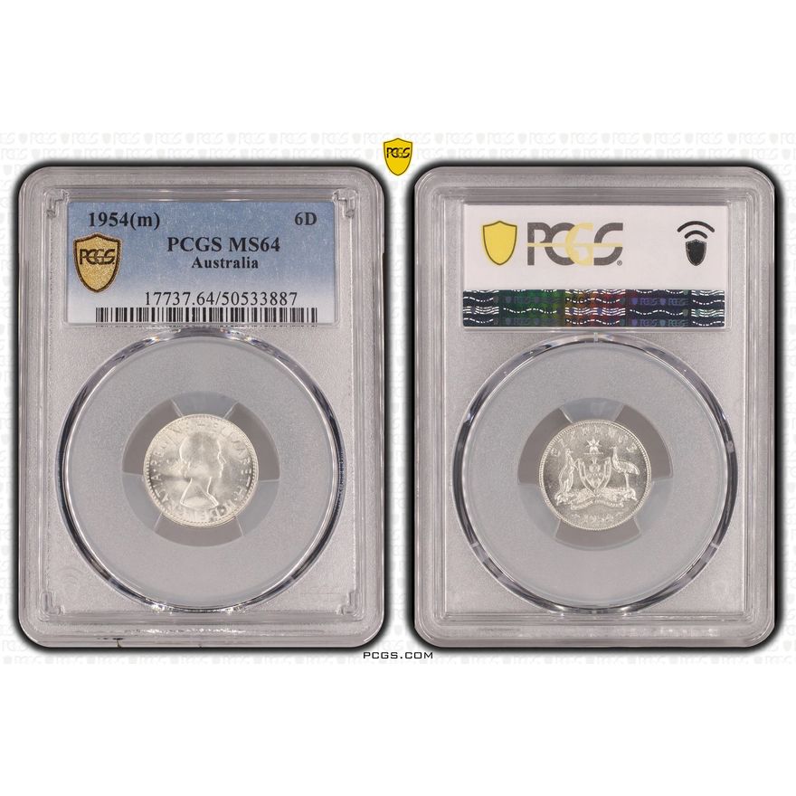 Elizabeth II, Sixpence, 1954(m), PCGS MS64