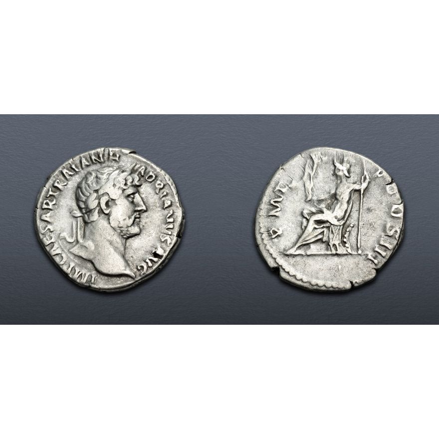 Hadrian Colors Hadrian. AD 117-138. AR Denarius (17.5mm, 3.26 g, 7h). Rome mint ...