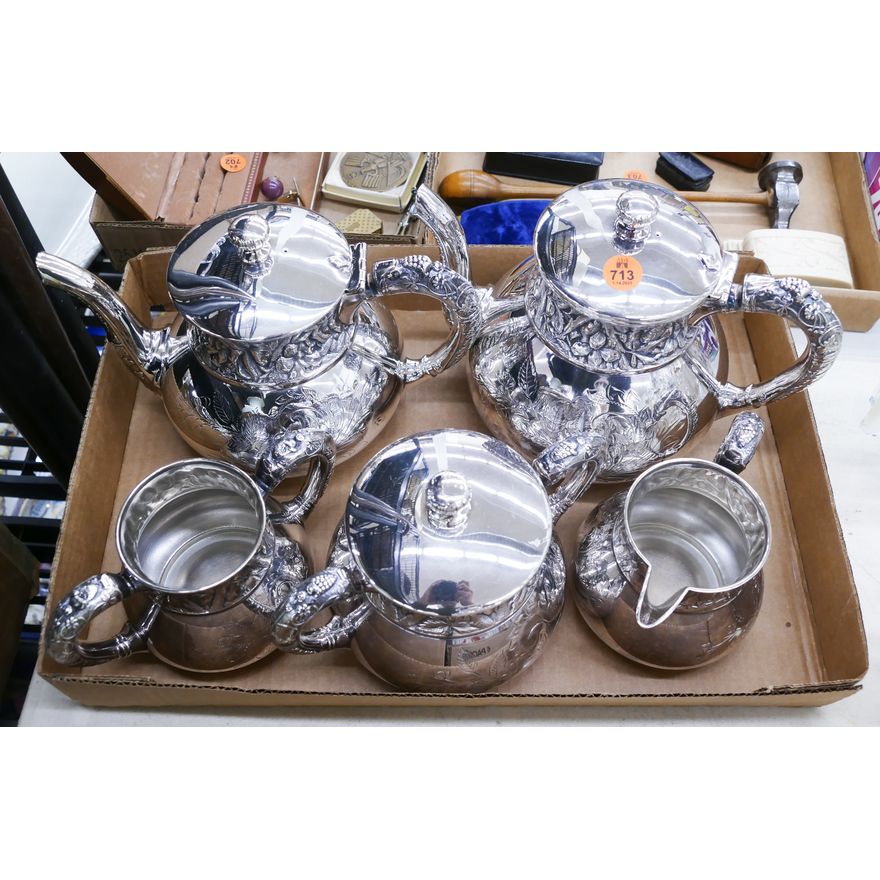 5pc Barbour Victorian Silverplate Tea Service