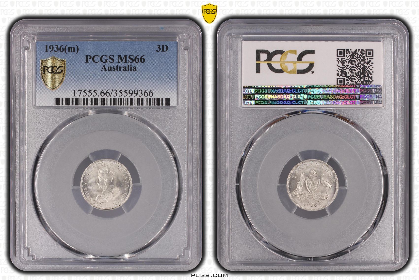 George V, Threepence, 1936(m), PCGS MS66