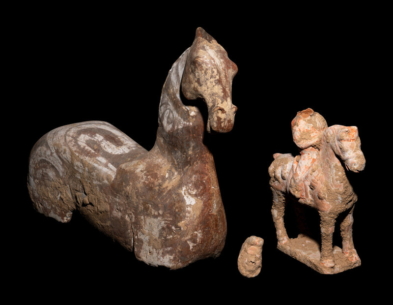 Two Chinese Painted Pottery Figures