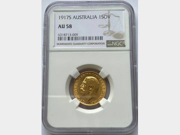 1917 GEORGE V SYDNEY MINT GOLD SOVEREIGN AU58