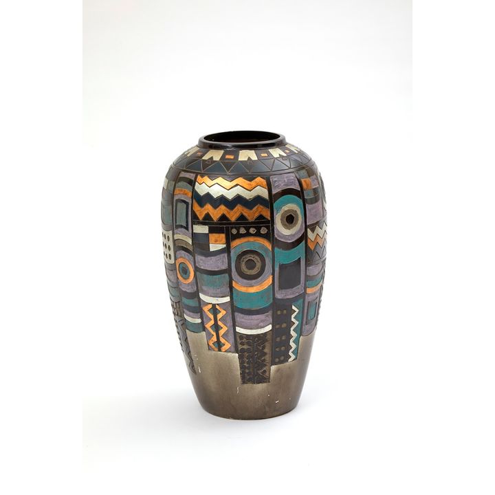 GRAND VASE EN CÉRAMIQUE ÉMAILLÉE. XXème siècle