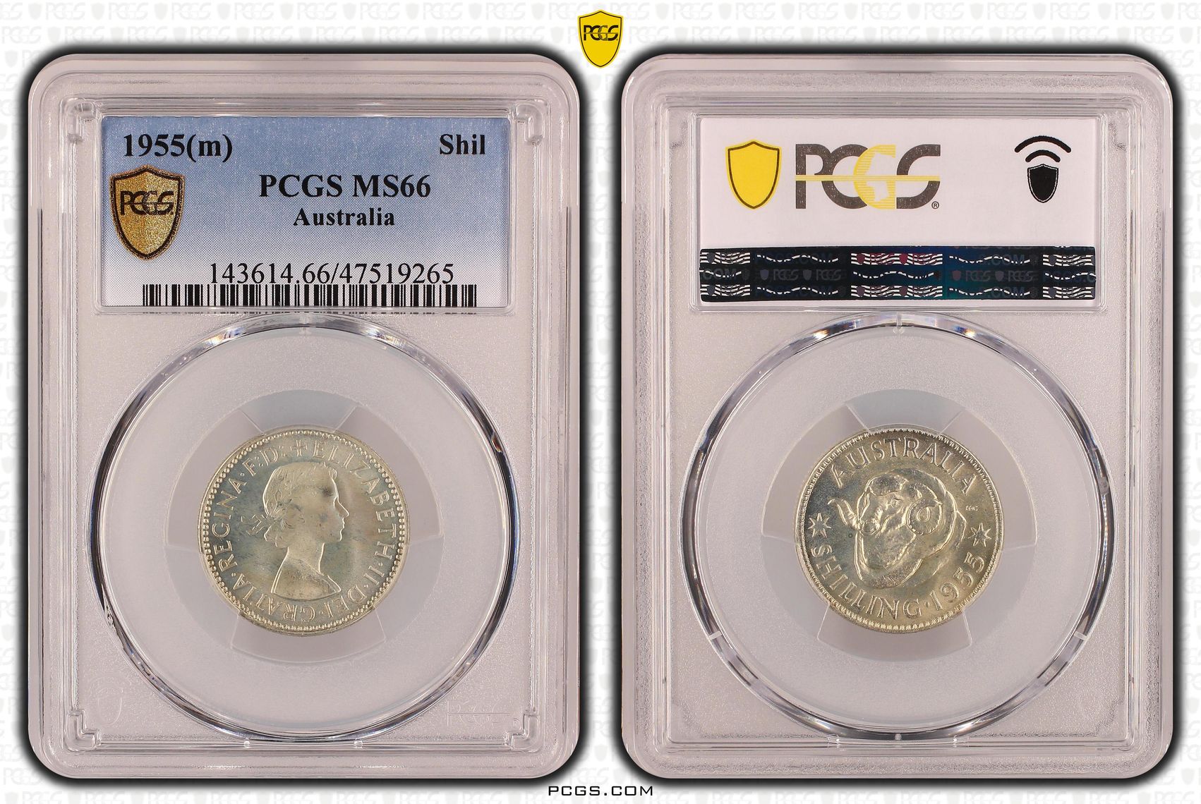 Shilling, 1955(m) POP Report 14/1, PCGS MS 66