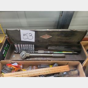 Vtg S-K 3/8" ratchet, Box and other deep sockets