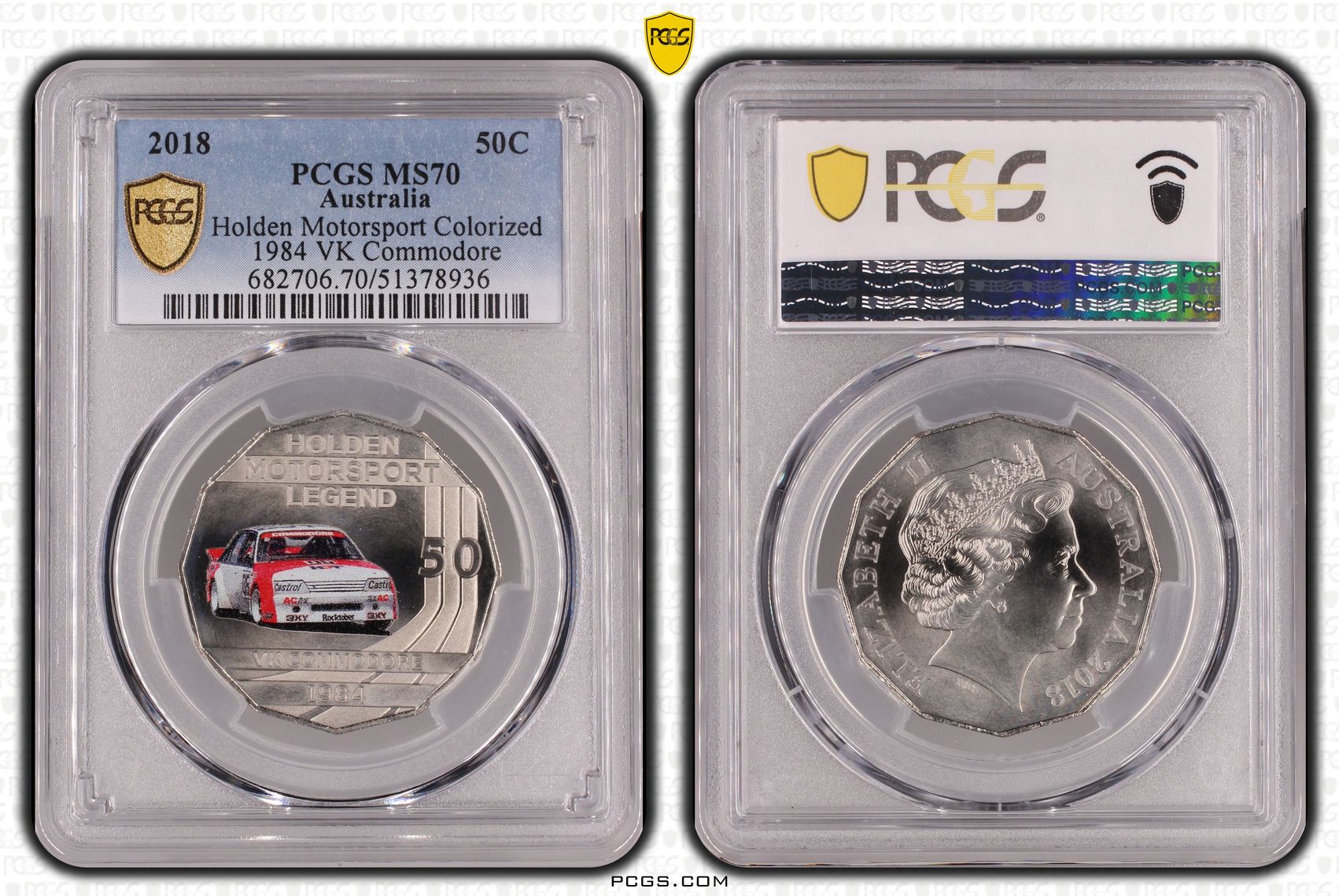 Holden Motorsport Colorized - 1984 VK Commodore, POP 3/0, Fifty Cent, 2018, PCGS MS70