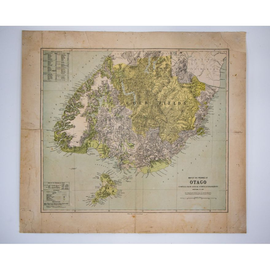 MAP - GOLDFIELDS, OTAGO - Map of the Province of Otago