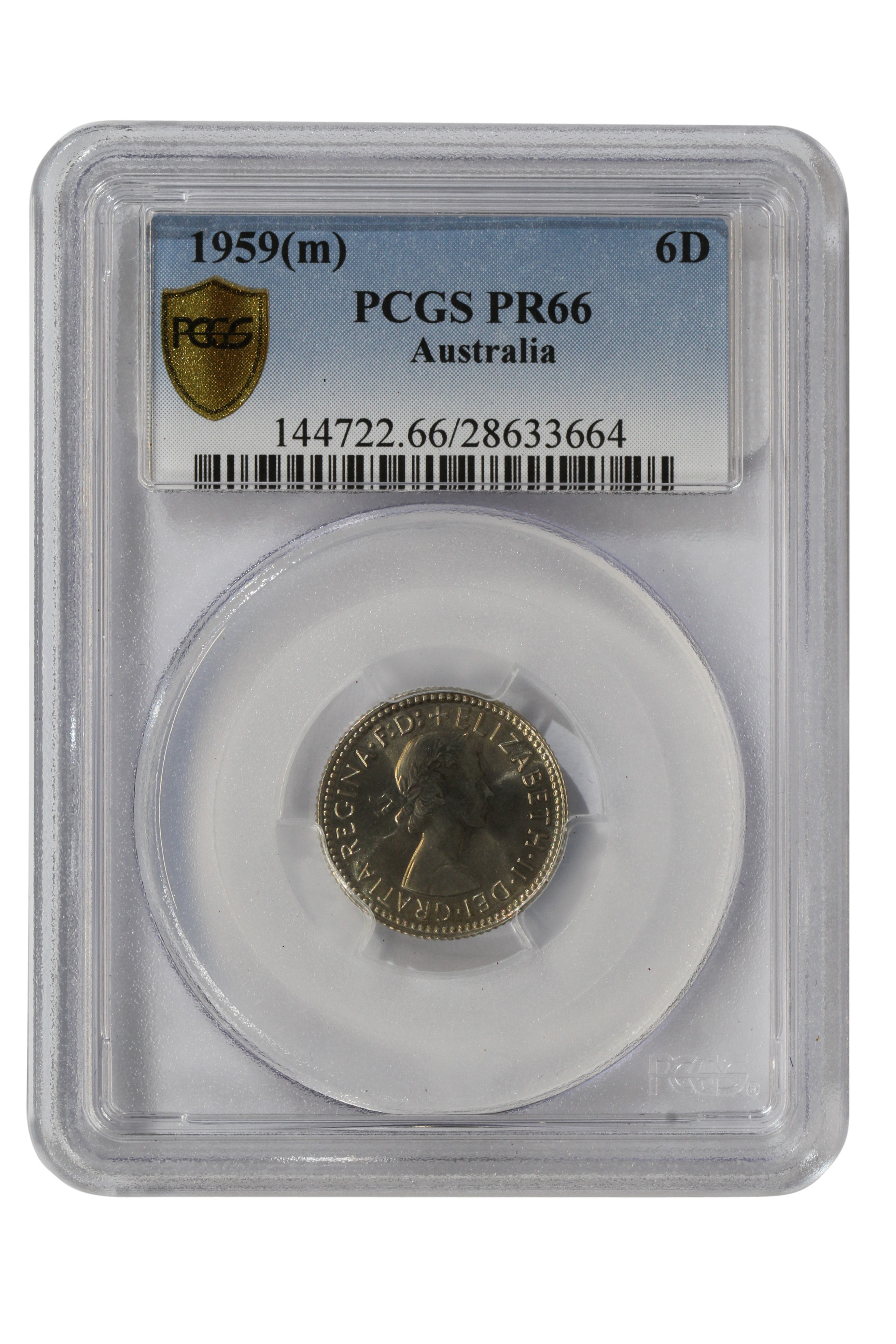 Elizabeth II, Sixpence, 1959, PR 66