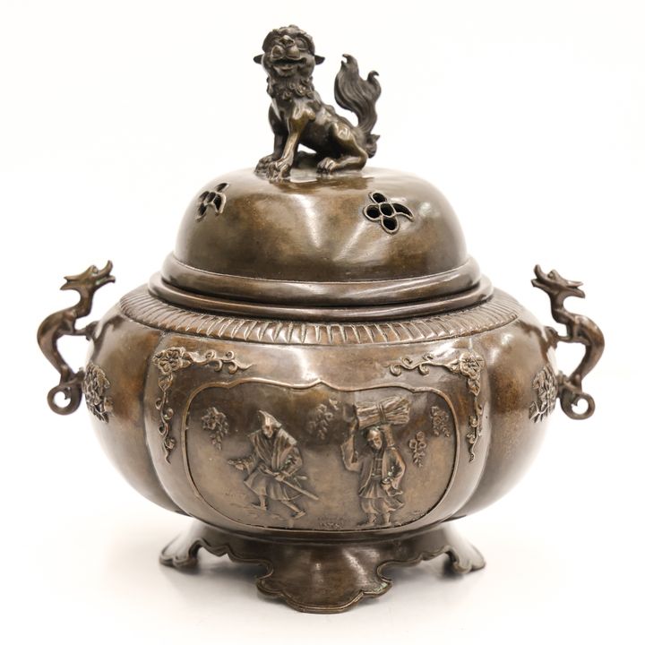 Unusual Chinese Bronze Handled Censer