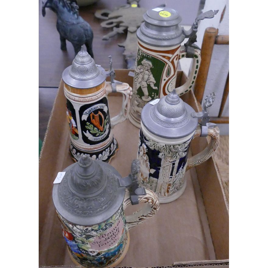 4pc Vintage German Steins