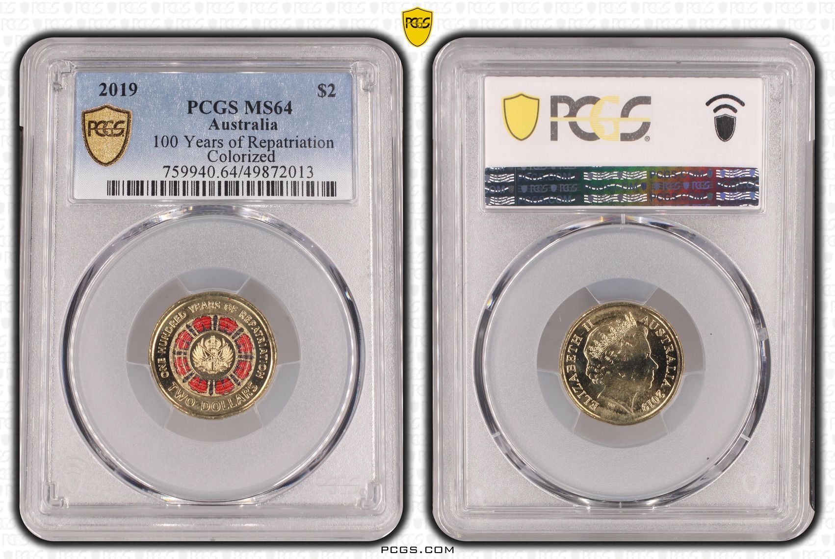 100 Years of Repatriation - Colorized , Two Dollar, 2019, PCGS MS64