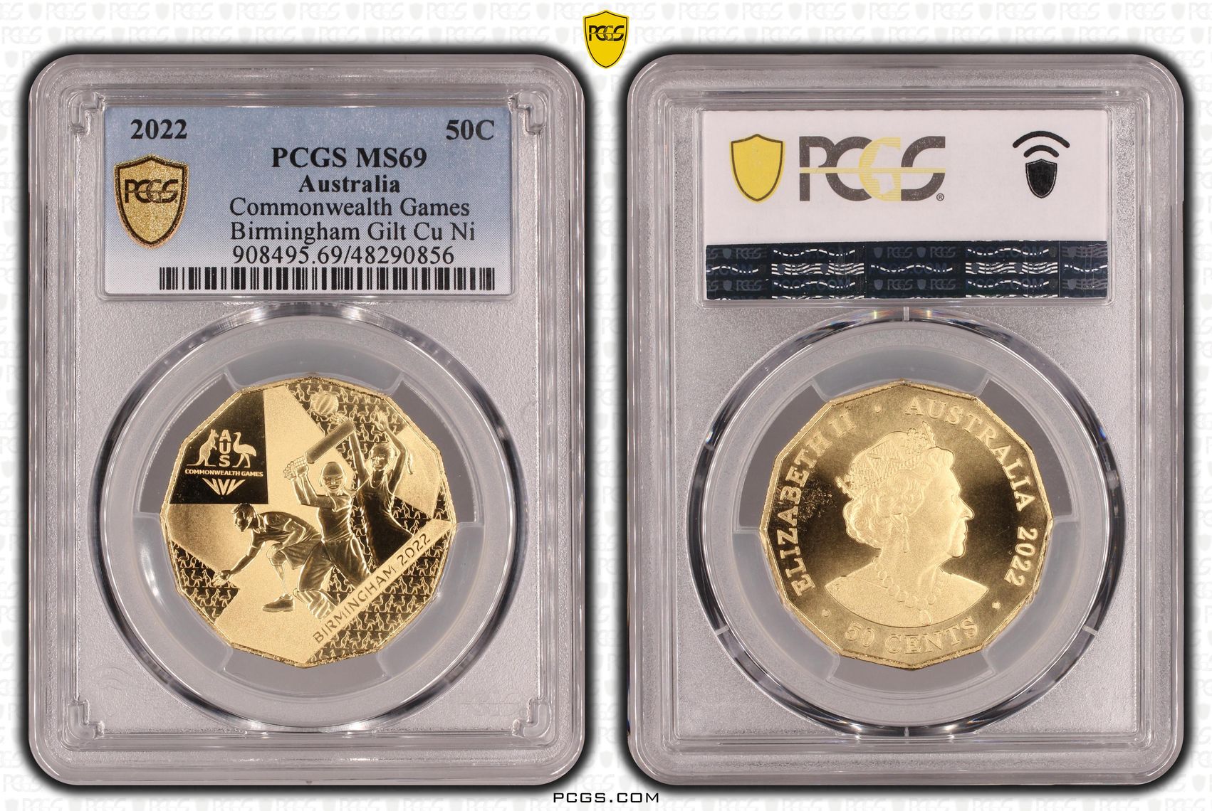 Commonwealth Games Birmingham Gilt-CuNi, Fifty Cent, 2022, PCGS MS69