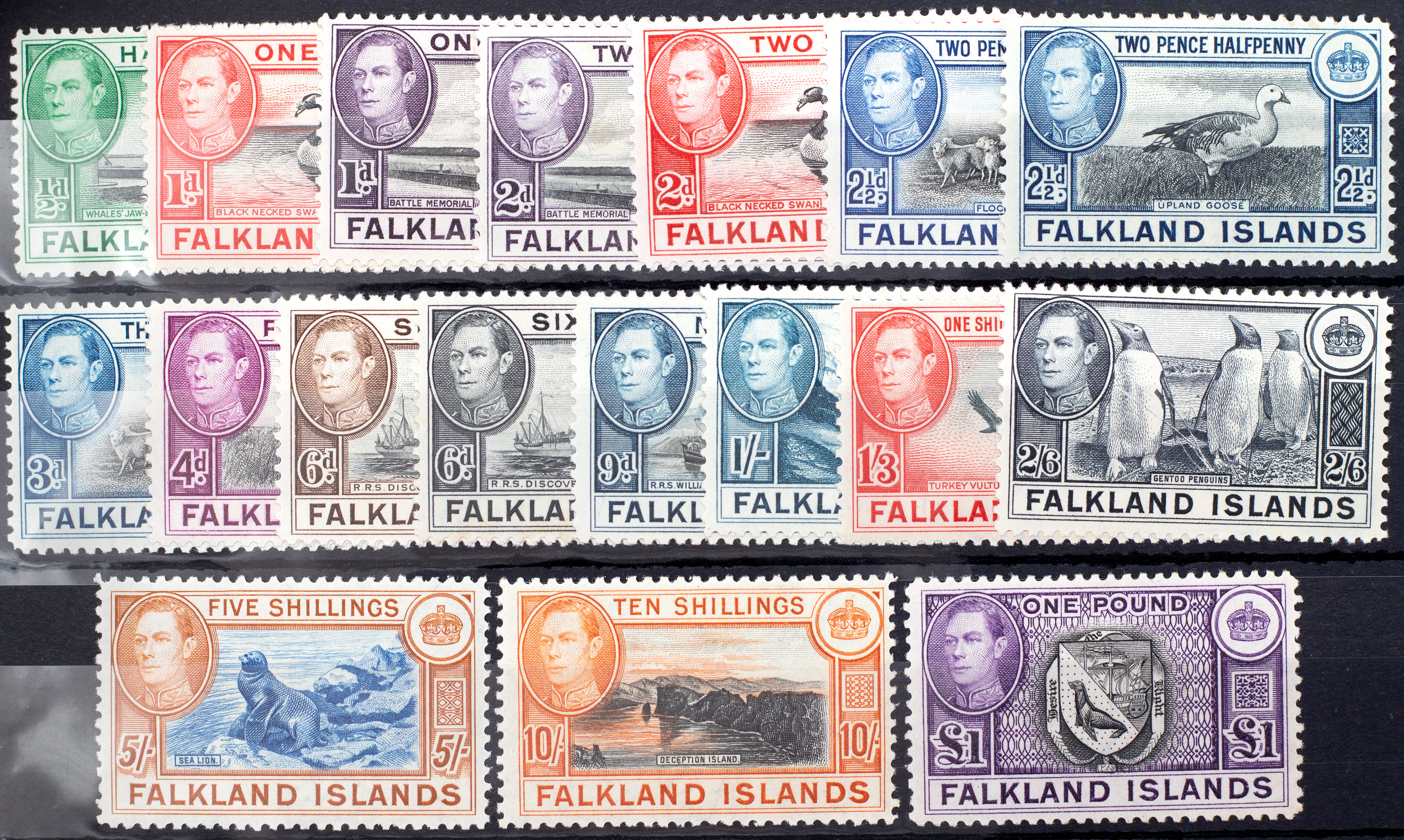 Falkland Islands, George VI, Definitives, 1938, Good