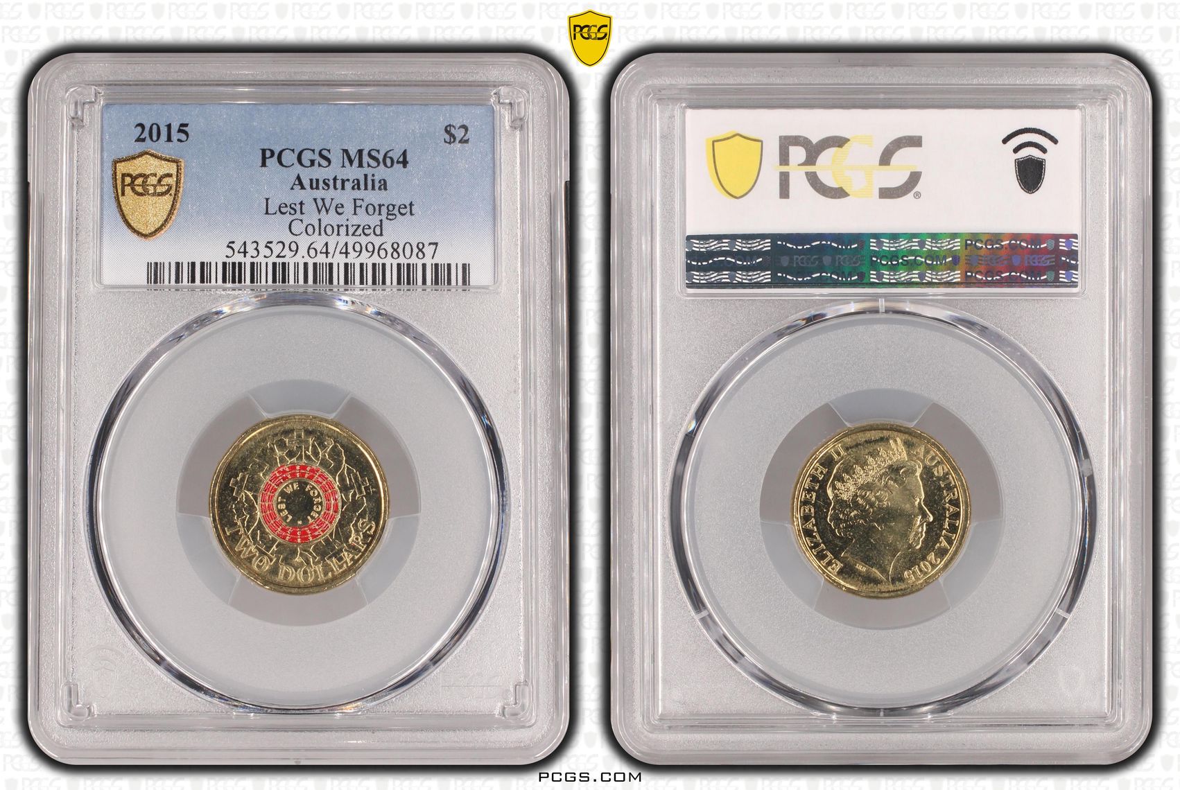 Lest We Forget Colorized , Two Dollar, 2015, PCGS MS64
