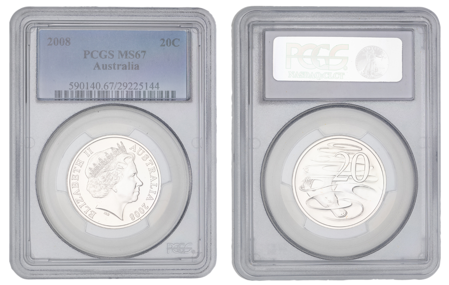 Elizabeth II, Twenty Cent, 2008, PCGS MS67