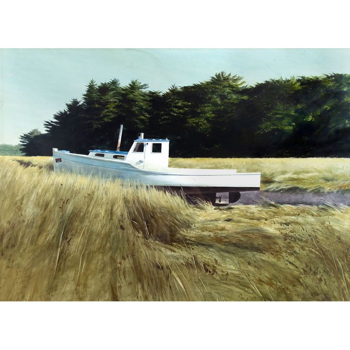 Boat in Field by Thomas Crotty (1934-2015)