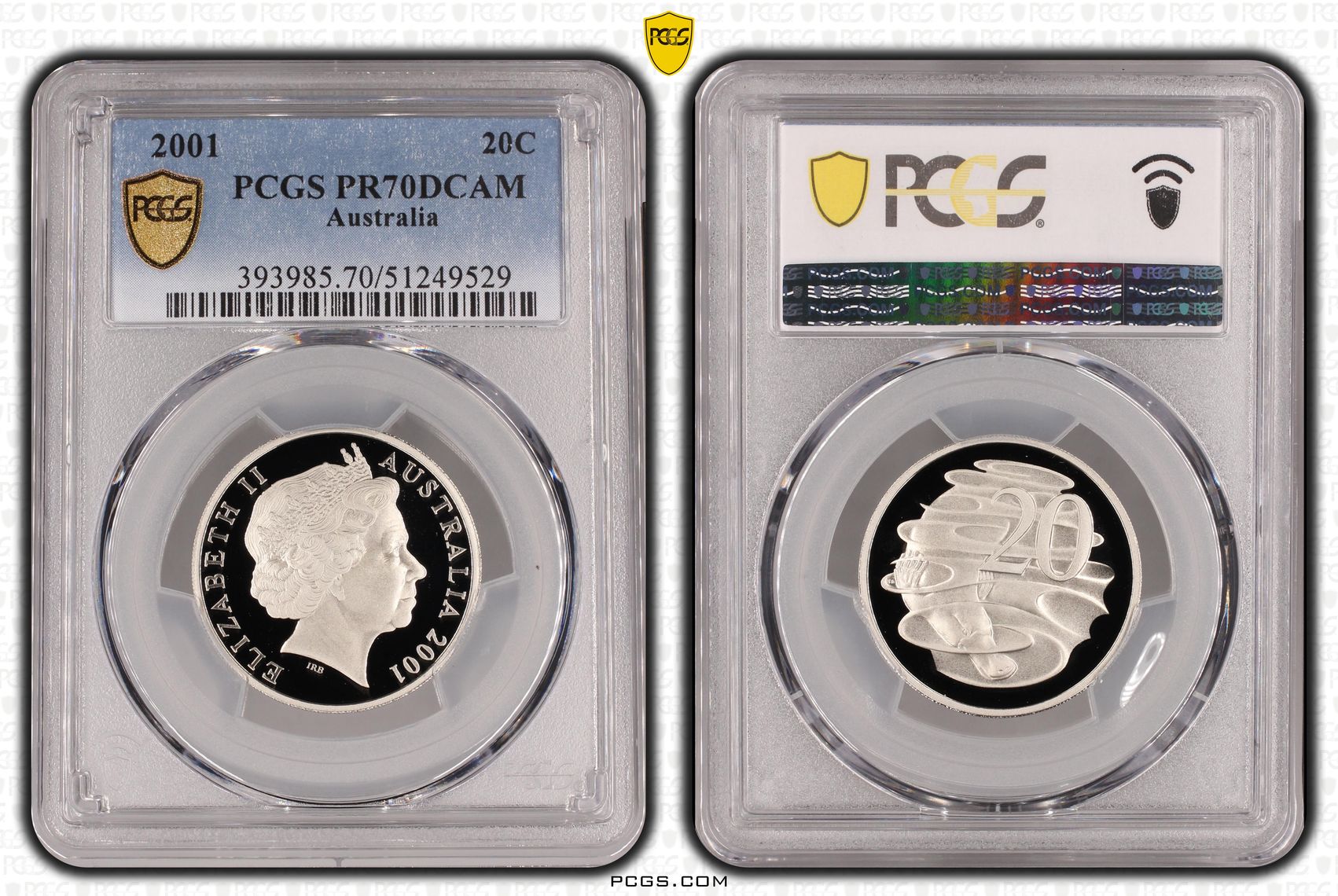 Twenty Cent, 2001, PCGS PR70DCAM