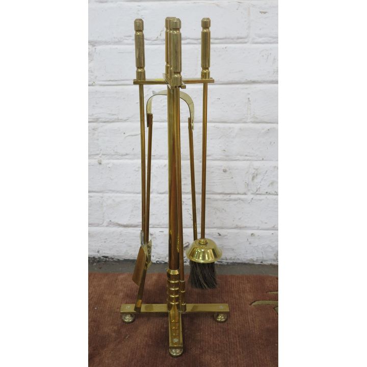 SET OF BRASS FIRE IRONS