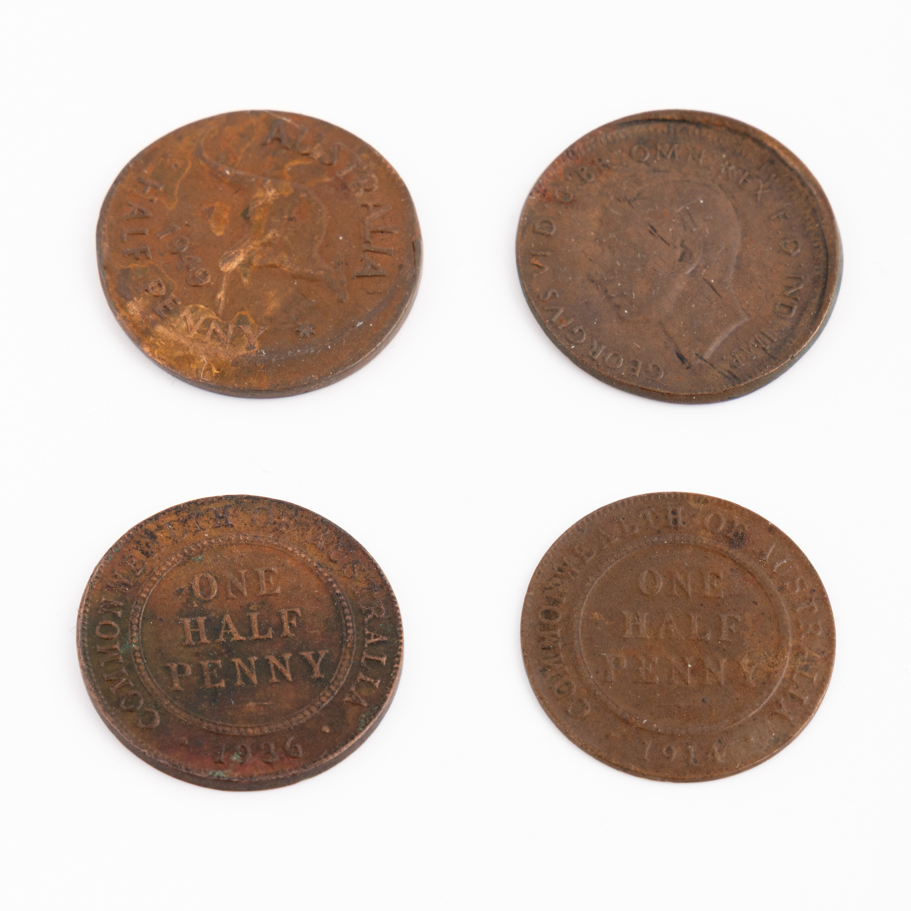 George V - George VI, Halfpenny, 1914 - 1949, G - gF