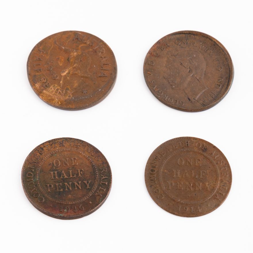 George V - George VI, Halfpenny, 1914 - 1949,  G - gF