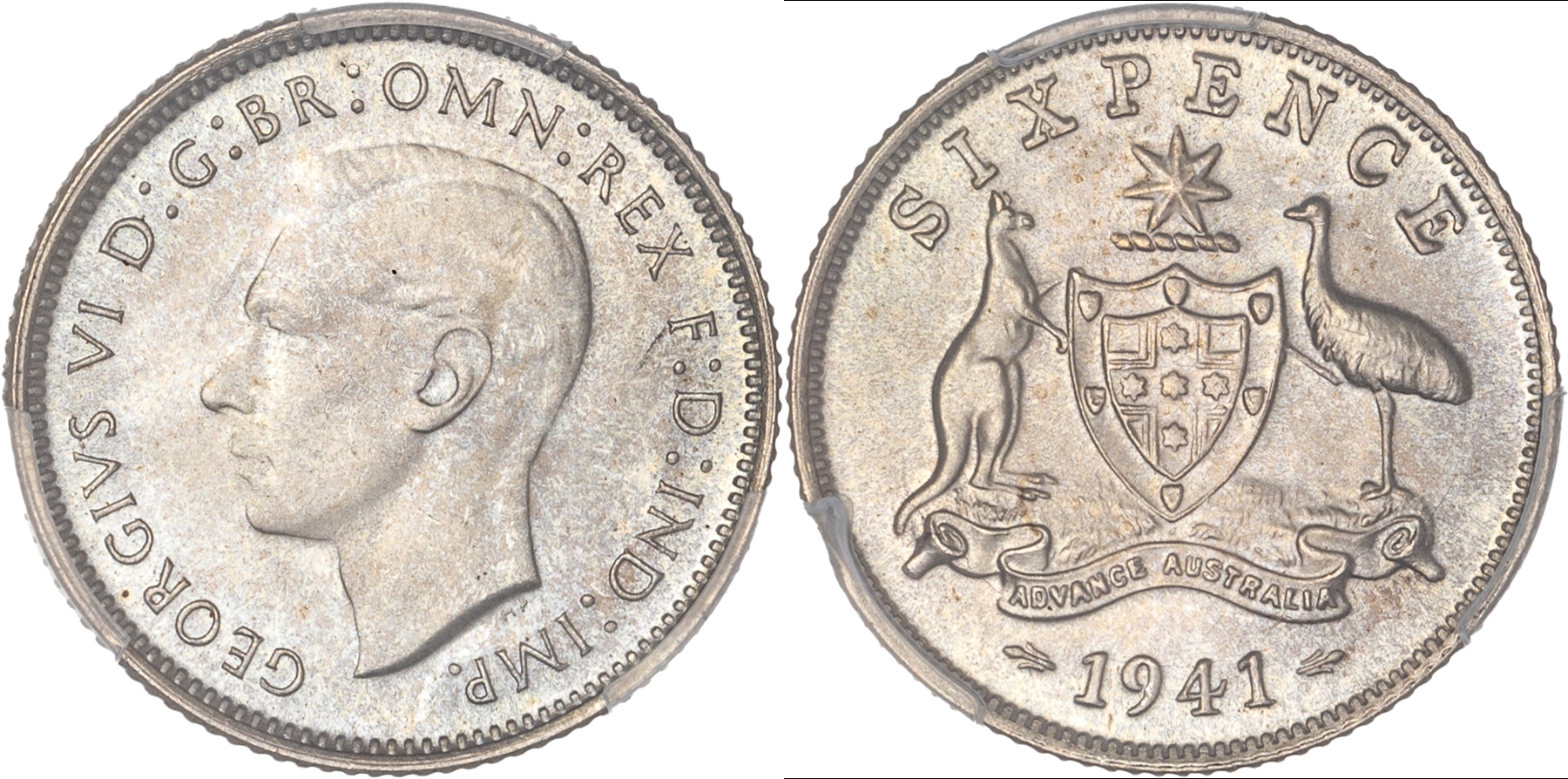 George VI, Sixpence, 1941, PCGS MS65