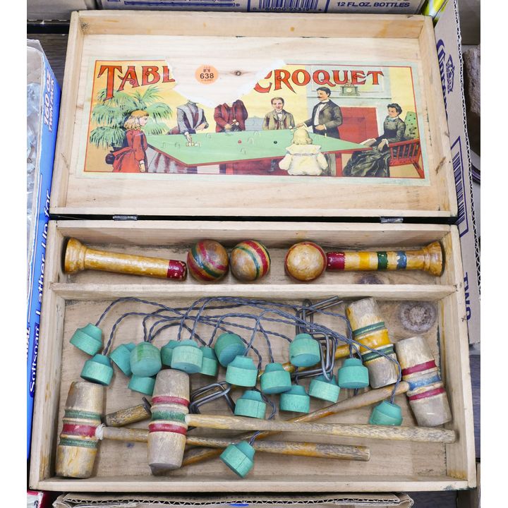 Antique Table Croquet Toy Set