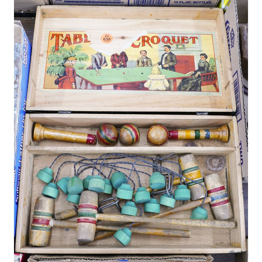 Antique Table Croquet Toy Set