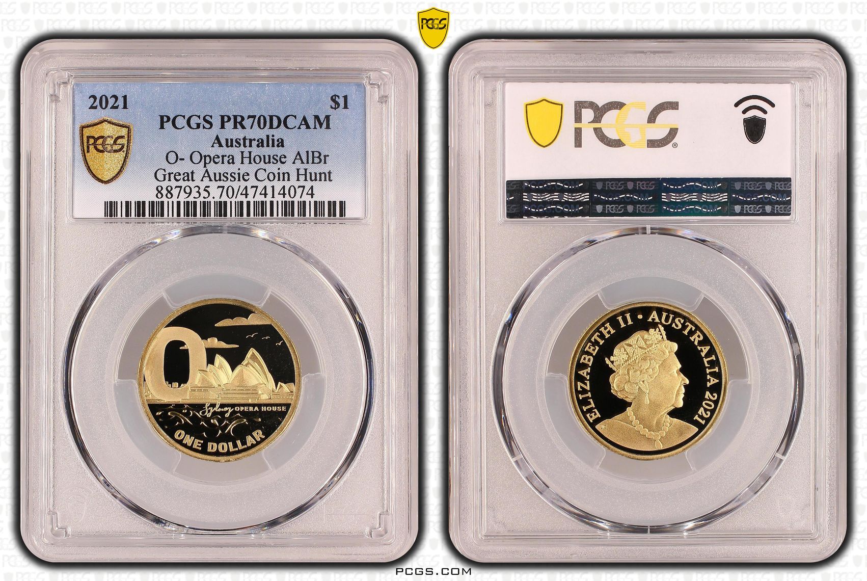 Elizabeth II, O- Opera House AlBr, One Dollar, 2021, PCGS PR70DCAM
